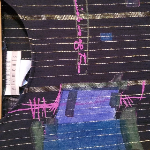 Vintage 80s Shimmer Block Print Tunic - Picture 2 of 4